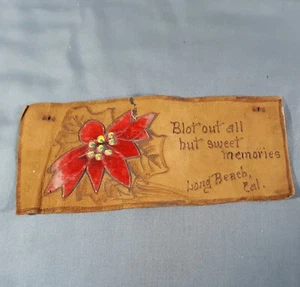 Poinsettia Leather Burning Long Beach California Souvenir 8 3/4"x 3.5" - Picture 1 of 2