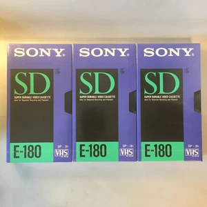 3x Sony SD E-180 VHS 3 Std. Super Durable Blank Video Cassette Tape PAL - NEU - Bild 1 von 5