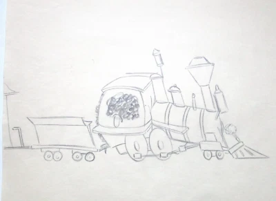 Tren de vapor Casey Jr 1943 Walt Disney animación original dibujo de producción Foto 1 de 2