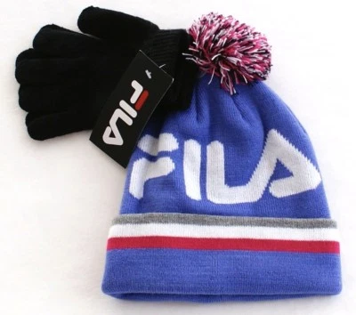 Fila Púrpura Tejido Puño Pom Gorro y Guantes Elásticos Jóvenes Niños 8-20 Nuevo con Etiquetas Foto 1 de 2