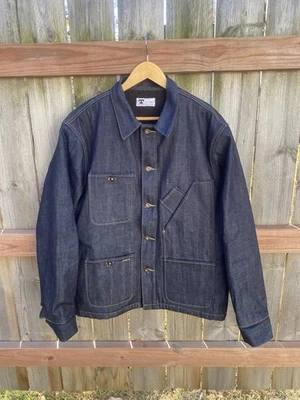 Tellason Wool Fleece-lined Selvedge Denim Coverall Jacket, XL, Made In USA - Image 1 of 4