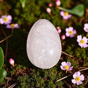 Huevo de cristal pulido de cuarzo rosa | Piedra curativa de amor propio decoración espiritual boho - Imagen 1 de 9