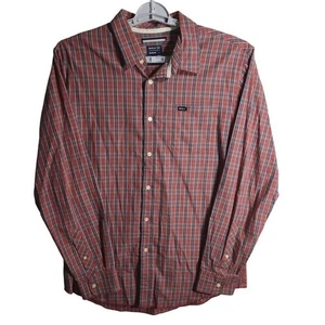 Camisa a Cuadros RVCA Para Hombres Manga Larga Abotonada Informal Calce Regular Roja Gris L - Imagen 1 de 9