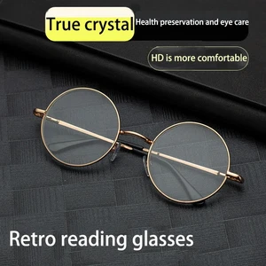 Gafas de lectura retro con marco redondo de piedra de cristal +1,0 1,5 2,0 2,5 3,0 4,0 lectores - Imagen 1 de 9