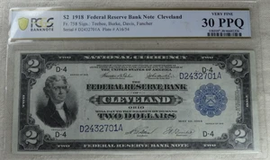 1918 $2 Federal Reserve Bank Note PCGS 30 PPQ Battleship Cleveland FR 758 - Picture 1 of 6