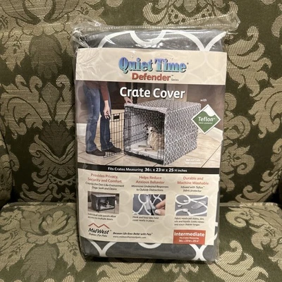 Midwest Quiet Time Defender Pet Dog Crate Cover Gray 36”x23”x25” Teflon - Image 1 of 4