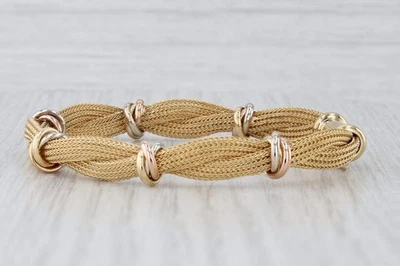 Roberto Coin Woven Multi-Wheat Chains Bracelet 18k Yellow Rose White Gold 6" - Image 1 of 4