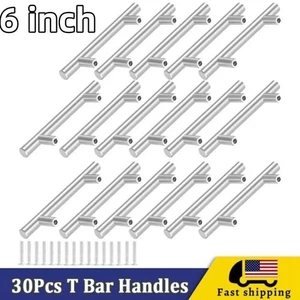 30Pack Kitchen Cabinet Pulls Drawer T Bar Handle Brushed Nickel Stainless Steel - Picture 1 of 10