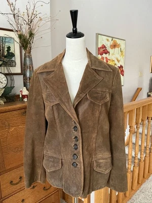 GUESS Women’s Brown Suede Leather Blazer Jacket Size L Vintage Y2K Western - Image 1 of 4
