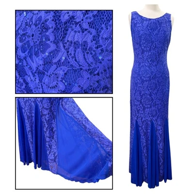 Onyx Nite Size 10 Formal Dress Sequin Lace Boatneck Gown Cocktail Formal Midi - Image 1 of 4