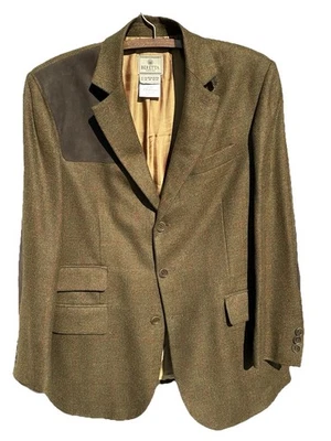 Beretta Men’s Tweed Shooting Blazer 42R Wool Jacket Suede Patches Made in Italy. - Image 1 of 4