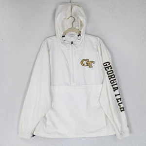 Georgia Tech Jacket Men Large White Champion Hooded Anorak Pullover Lightweight - Picture 1 of 13