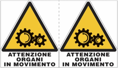 GLOBAL PUBBLITÀ KIT DA 6 ADESIVI - Attenzione organi in movimento SIMBOLO+SCRITTA - Pittogramma