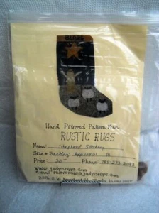 Rustic Rugs Judy Cripps  Hand Printed  Pattern Shepherd Stocking 12 x 21  - Picture 1 of 2