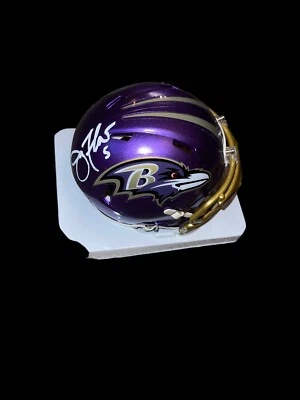 JOE FLACCO FIRMADO BALTIMORE RAVENS FLASH MINI CASCO BECKETT SUPER BOWL MVP QB Foto 1 de 2