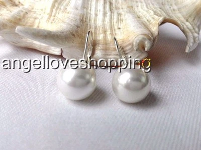 s925 earring leverback 10mm round mother of pearl 17*20mm  jewelry marking suppl - Image 1 of 4