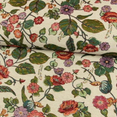 Gobelin Stoff Blumenranke natur bunt Dekorationen Taschen Vorhänge (Prei=0,5m) - Bild 1 von 4