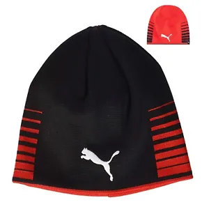 Puma Liga Reversible Beanie - Mens Hat One Size Fits All - Black/Red 022357 01 - Picture 1 of 5