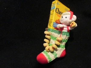 Enesco 1991 Cheerios Cereal Mouse With Stocking Ornament 3" - Picture 1 of 7