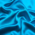 Cyan Blue 100% Pure Mulberry Silk Fabric by the Yard