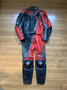 Dainese Racing Leather Suit Vintage with protective Mens Reflective Logo - Picture 1 of 21