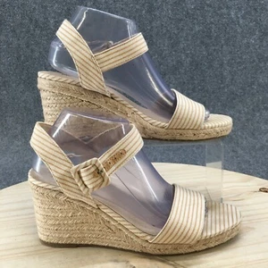 LifeStride Damensandalen 9,5 M Tango Espadrille Keilabsatz hellbraun gestreift Knöchelriemen - Bild 1 von 11