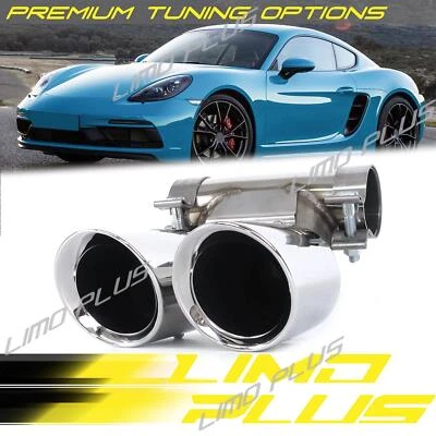 Chrome Sporty Exhaust Tips For Porsche 718 Boxster Cayman 982 2017-2025 - Image 1 of 4