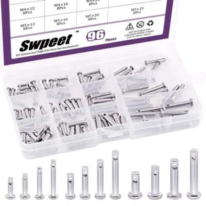 96Pcs Clevis Pin Assortment Kit, 304 Stainless Steel M3 M4 M5 12 Type Flat Head - Picture 1 of 7