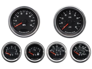 MOTOR METER RACING VD 6 Gauge Set Electrical Speedometer MPH °F PSI 85mm 52mm - Picture 1 of 7