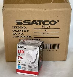 12 Satco S9103 LED 2700K MR16 Bulb 7W 50W 500 Lumens 12V GU5.3 Base Light Track - Picture 1 of 6
