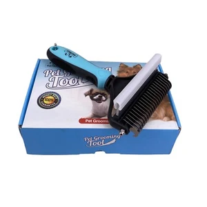 Pet Grooming Brush 2 in 1 Deshedding Tool & Undercoat Rake Pet Neat Double Sided - Picture 1 of 8