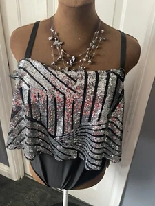 Sequin Body Top 22 Designer Club L Party Leotard One Piece Evening Clubbing - Picture 1 of 5