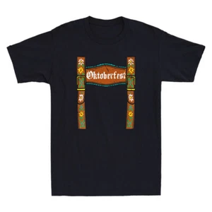 Oktoberfest Lederhosen Costume Cute German Bavarian Funny Vintage Men's T-Shirt - Picture 1 of 9