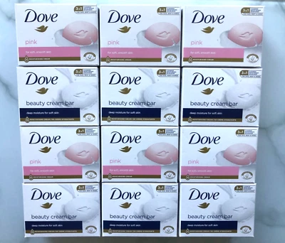 12x Dove Original & Pink Beauty Cream Bar Mixed Soap Bars