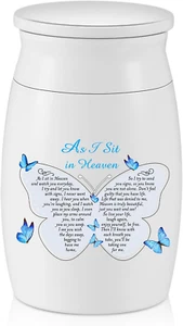 Small Urns for Human Ashes Aluminium Mini Keepsake Urn Butterflies Small Cremati - Picture 1 of 7