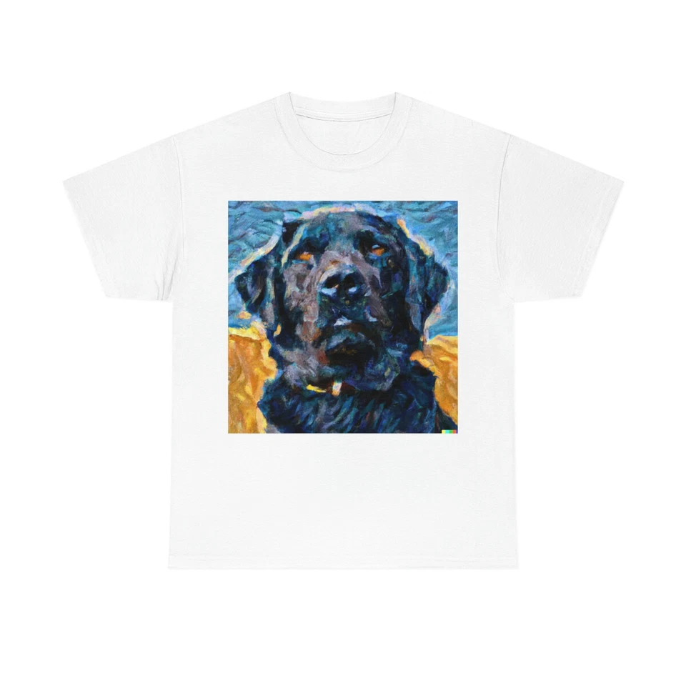 Camiseta de algodón pesado unisex Van Gogh'd Black Lab Foto 1 de 1