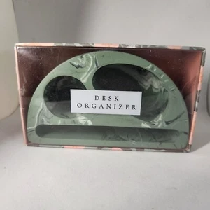 Anthropologie Desk Organizer Accessory Decor Green Multi Marbled New with Box - Picture 1 of 13