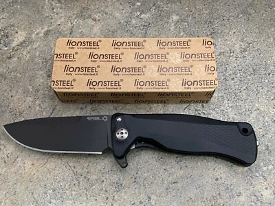 LionSteel SR11 Folding Pocket Knife SR11A BB Aluminum Black Handle Black Blade - Image 1 of 3