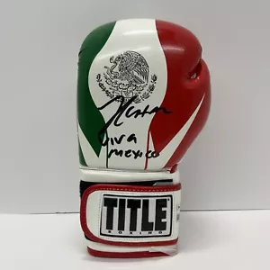 JULIO CESAR CHAVEZ SIGNED TITLE MEXICO LH GLOVE WITH "VIVA MEXICO" BAS W210309 - Picture 1 of 4