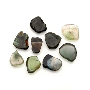 28 Carat Natural Green Tourmaline Polished Slices Loose Gemstone Cabochon Lot - Picture 1 of 3