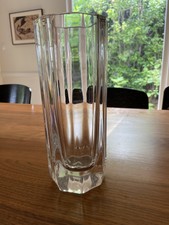 RARE Orrefors Gunnar Cyren Octagonal Crystal Glass Vase 10.5”
