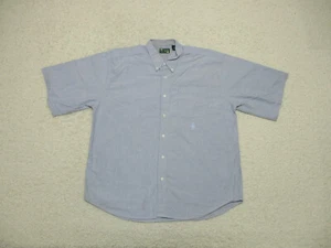 Ivy Crew Button Up Shirt 2XL XXL Adult Blue Pocket Casual Short Sleeve Logo Mens - Picture 1 of 12
