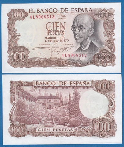 Spain 100 Pesetas P 152a 1970 UNC  ( P 152 a ) Cover