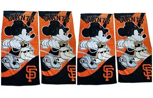 San Francisco Giants Disney Mickey Mouse Towel Beach Bath Black Orange - LOT/4 - Picture 1 of 7