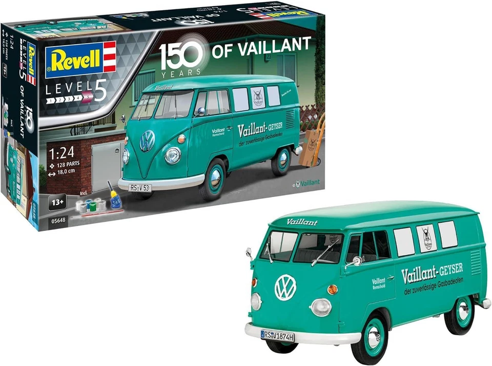 Revell Modello In Scala 1 24 Volkswagen T1 Bus 150 Anni Di Vaillant - 05648