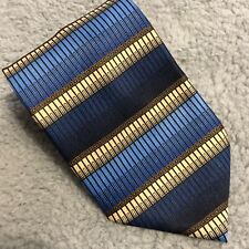 Renzo Necktie 58" Silk & Polyester Blue & Gold Hand Made Tie