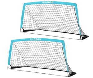 Tragbare Kinder Fußballtore 2er Set Himmelblau Hinterhof 6x4 Fuß Fußballnetze - Bild 1 von 6