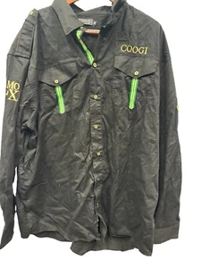 COOGI VTG Men's Button Up Long Sleeve Shirt Embroidered Patches 4XL Black - Picture 1 of 7