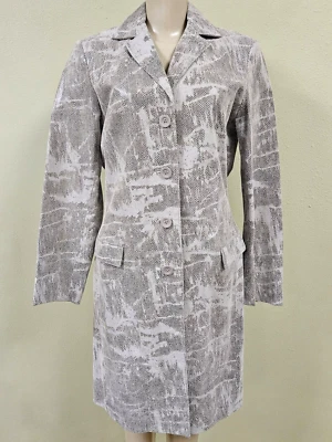 Leather Jacket INC Gray Snake Print Mid-Length Long Sleeve Button NEW - Image 1 of 4