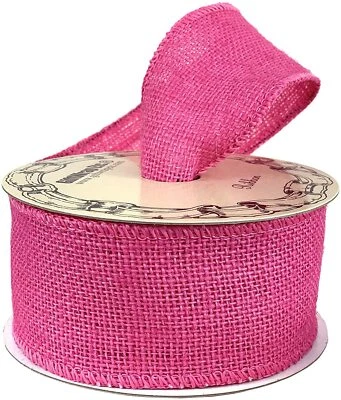 Fita de estopa rosa fúcsia - 2 1/2" x 10 jardas, chá de bebê, doce 16, coroa de flores - Imagem 1 de 4